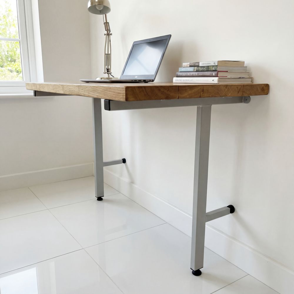 Adjustable Cantilever Leg installed with real oak Worktop