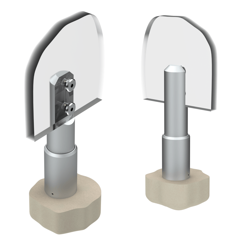 100mm adjustable toilet cubicle leg in satin anodised aluminium used for supporting washroom cubicle partitions, manufactured by Bridgewater Direct in the UK