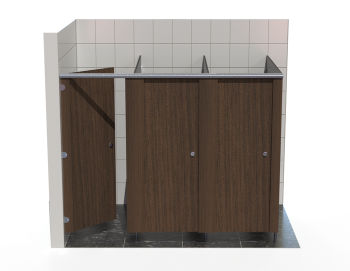 3 Cubicles (Into Left Corner) - Compact Grade Toilet Cubicles – Alpine Range