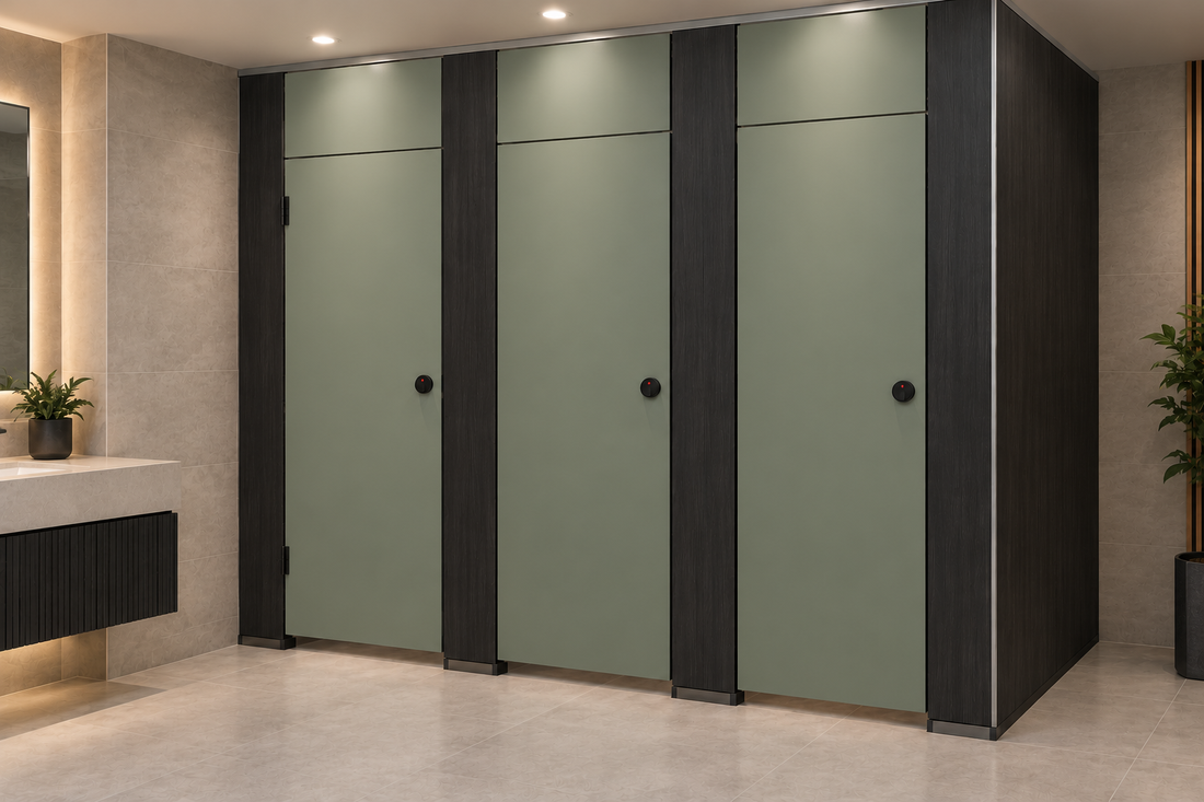 Ridge Range Toilet Cubicles | 18mm Moisture Resistant MFC | Floor to Ceiling | 1–5 Bays