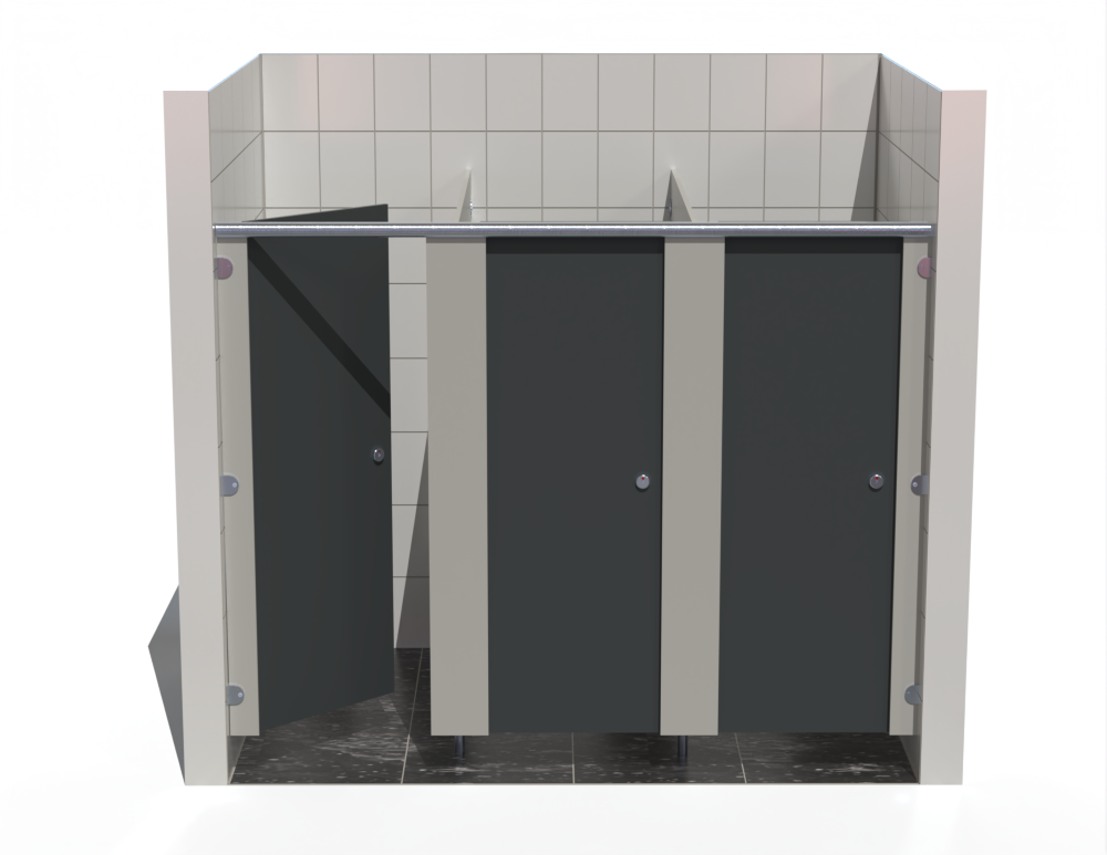 3 Toilet Cubicles - In-Between Walls - Budget MFC Range