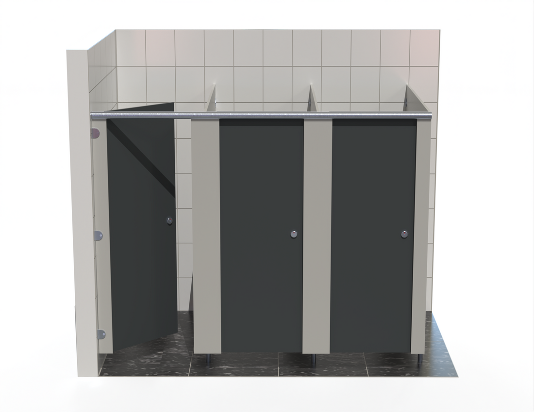 3 Toilet Cubicles - Into Left Corner - Budget MFC Range