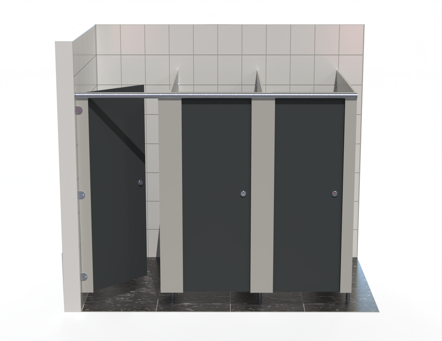 3 Toilet Cubicles - Into Left Corner - Budget MFC Range