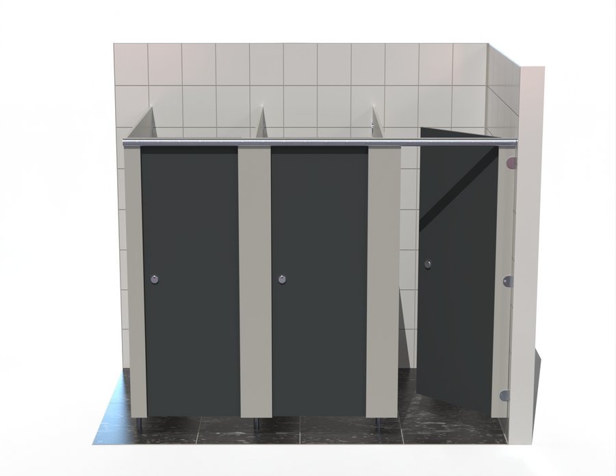 3 Toilet Cubicles - Into Right Corner - Budget MFC Range