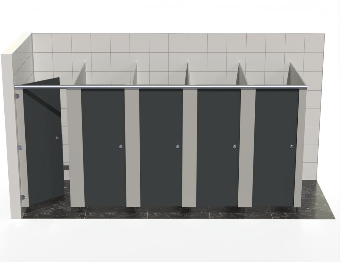 5 Toilet Cubicles - Into Left Corner - Budget MFC Range