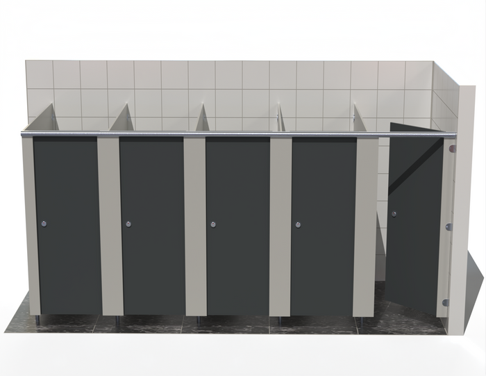 5 Toilet Cubicles - Into Right Corner - Budget MFC Range