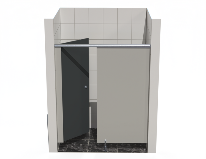 Single Inline Toilet Cubicle - In-Between Walls - Budget MFC Range