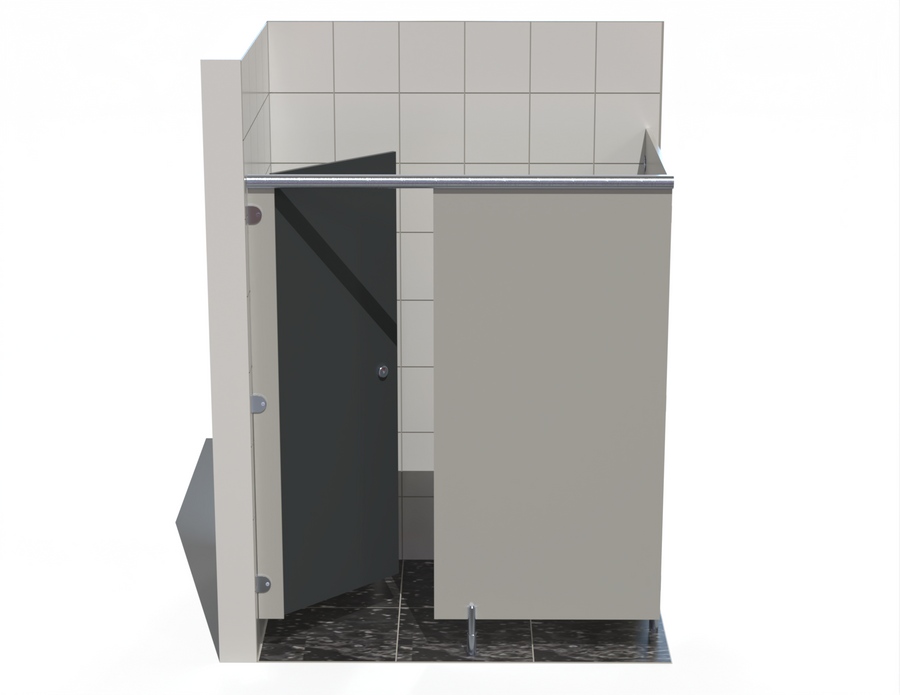 Single Inline Toilet Cubicle - Into Left Corner - Smart MFC Range