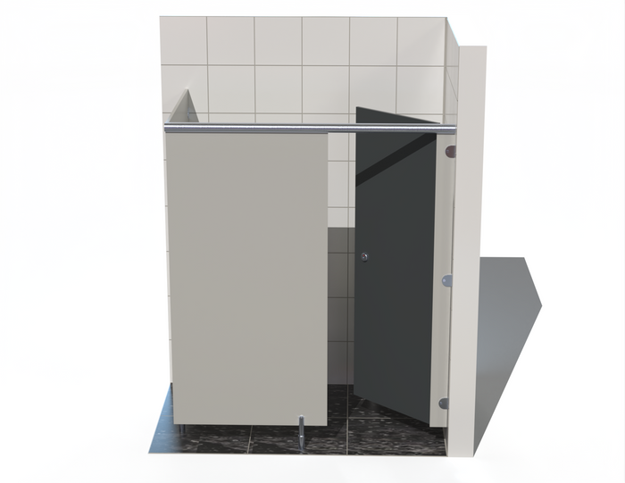 Single Inline Toilet Cubicle - Into Right Corner - Budget MFC Range