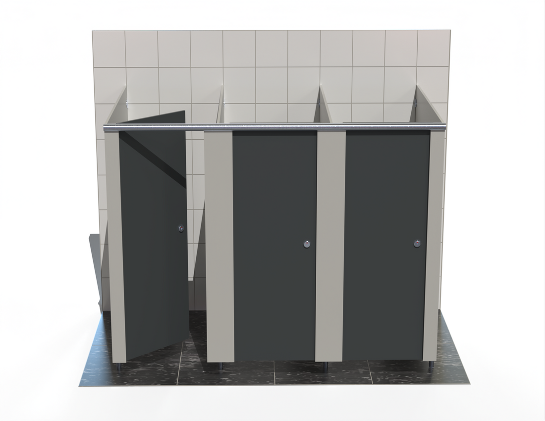 3 Toilet Cubicles - Freestanding - Budget MFC Range