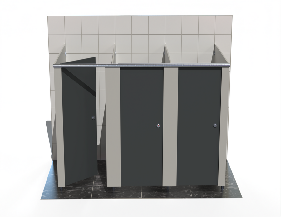 3 Toilet Cubicles - Freestanding - Budget MFC Range