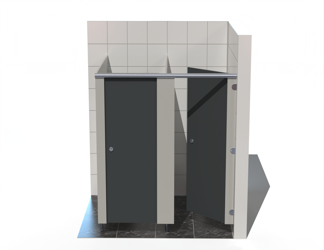 2 Toilet Cubicles - Into Right Corner - Budget MFC Range