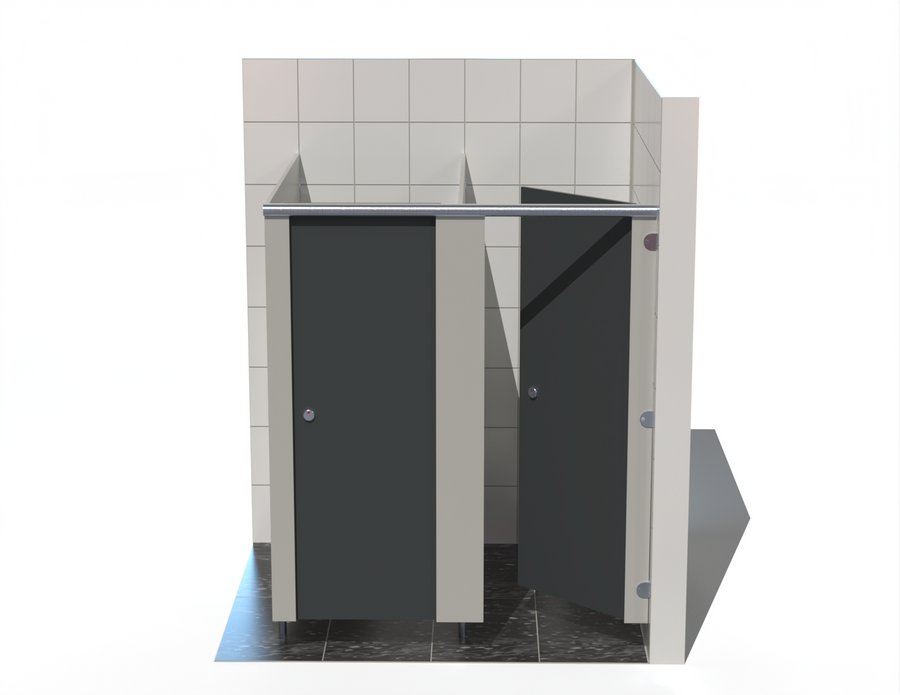 2 Toilet Cubicles - Into Right Corner - Budget MFC Range