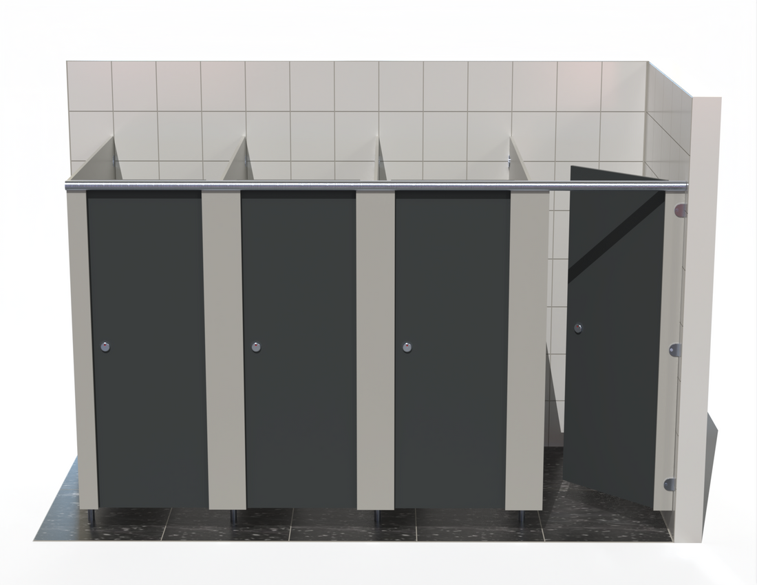 4 Toilet Cubicles - Into Right Corner - Budget MFC Range
