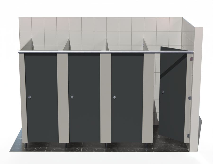 4 Toilet Cubicles - Into Right Corner - Budget MFC Range