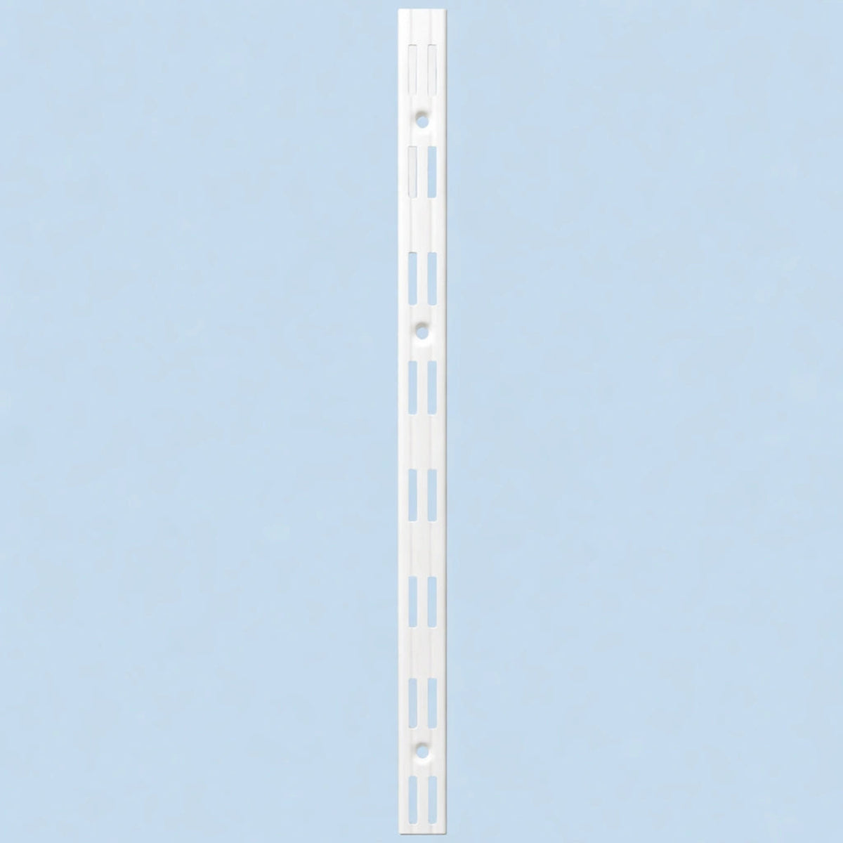 White metal upright for twin slot shelving