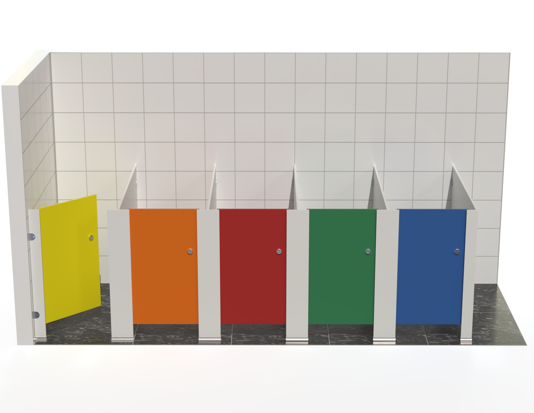 5 Toilet Cubicles -  Into Left Corner - Tippy Toes Range