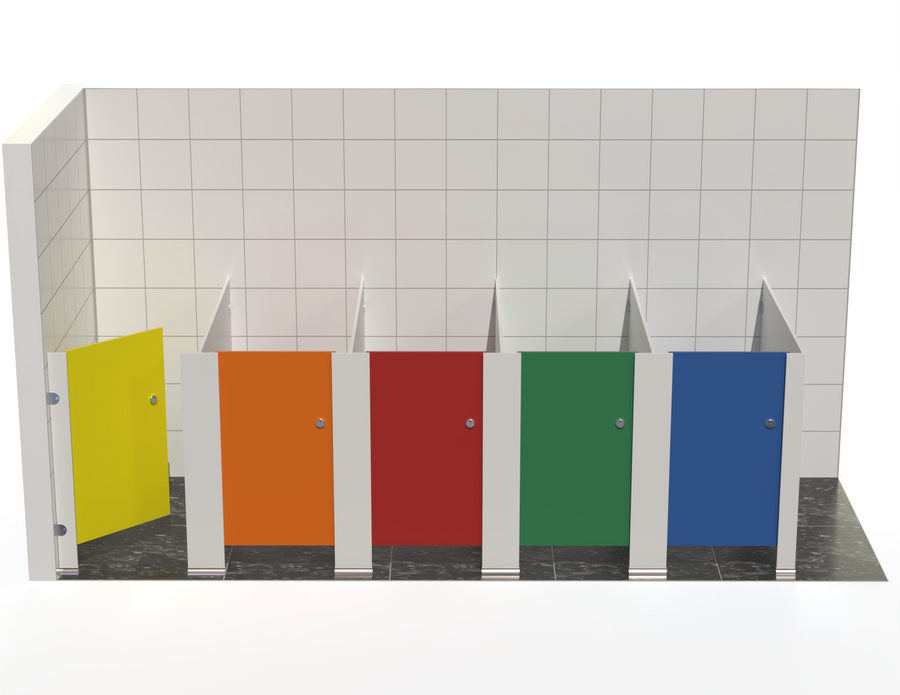 5 Toilet Cubicles -  Into Left Corner - Tippy Toes Range