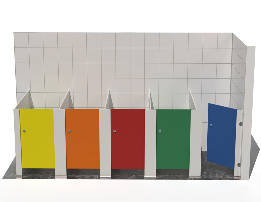 5 Toilet Cubicles -  Into Right Corner - Tippy Toes Range