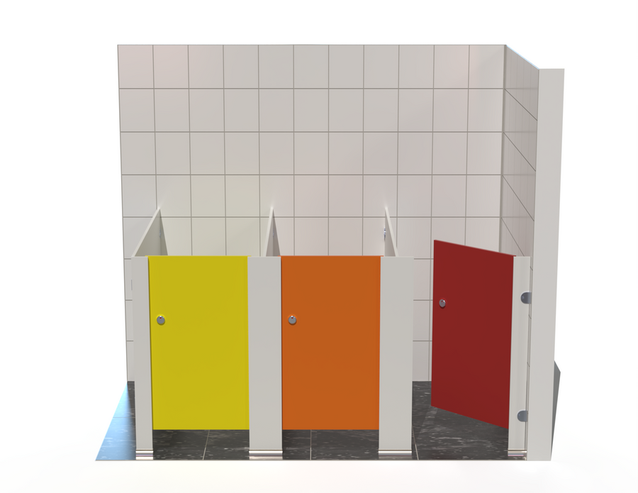 3 Toilet Cubicles - Into Right Corner - Tippy Toes Range