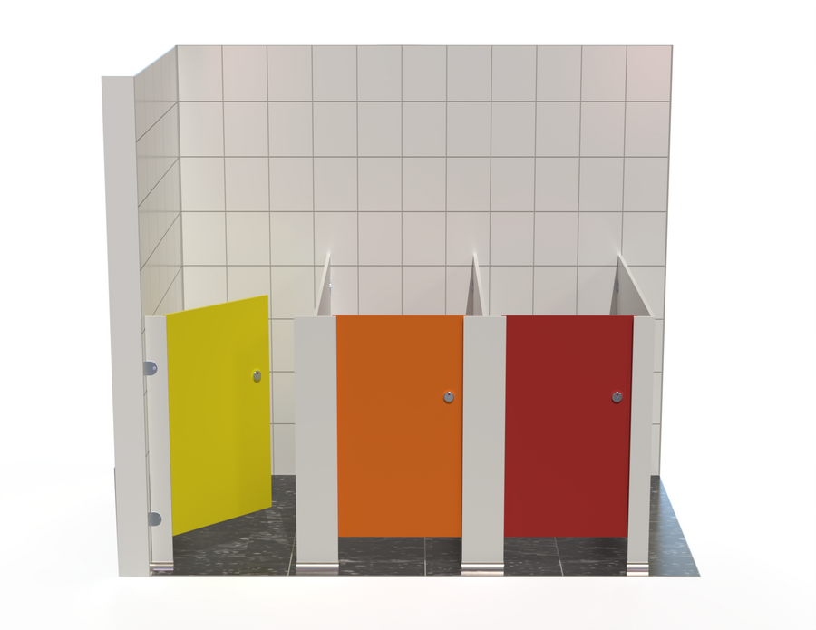 3 Toilet Cubicles -  Into Left Corner - Tippy Toes Range