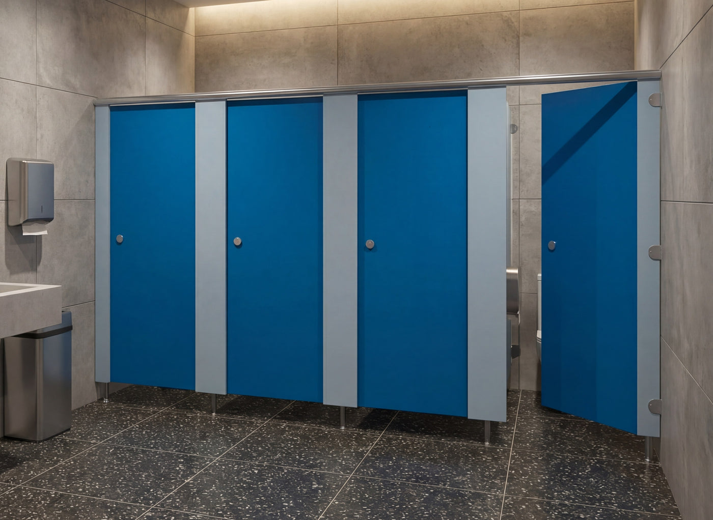 MFC washroom toilet cubicles manufactured by Bridgewater Direct in the UK