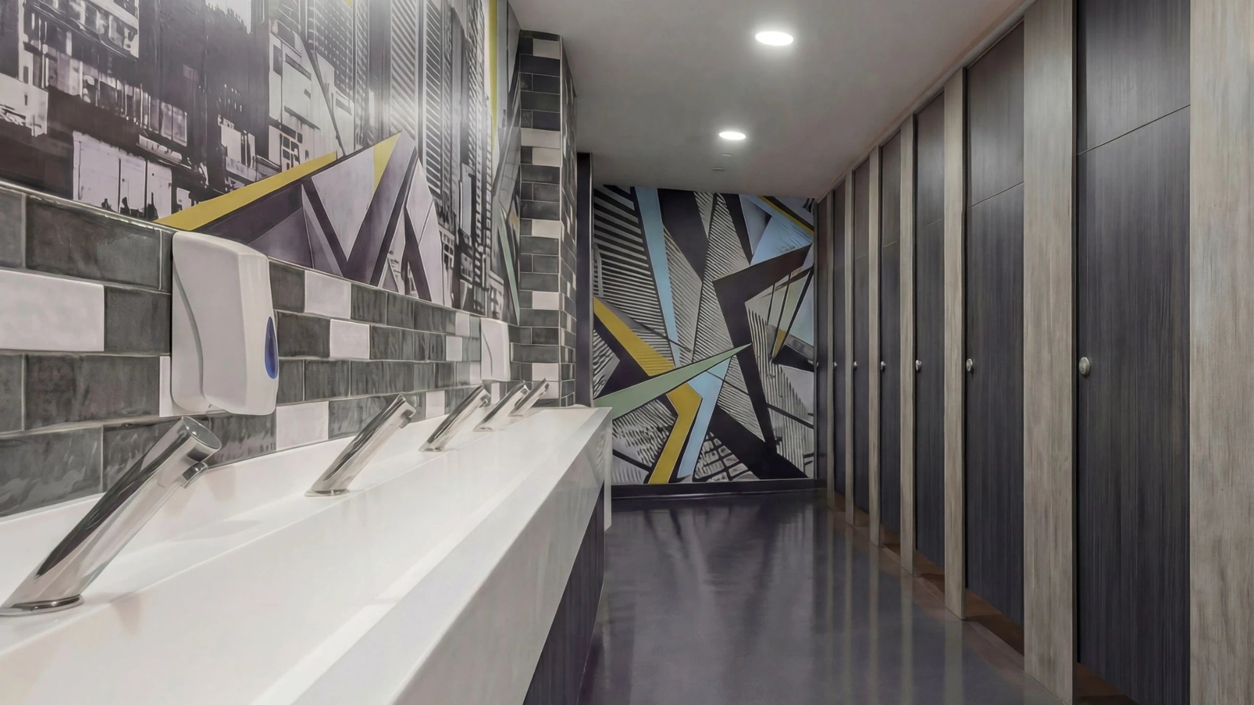 Commercial washroom with Bridgewater Direct toilet cubicles